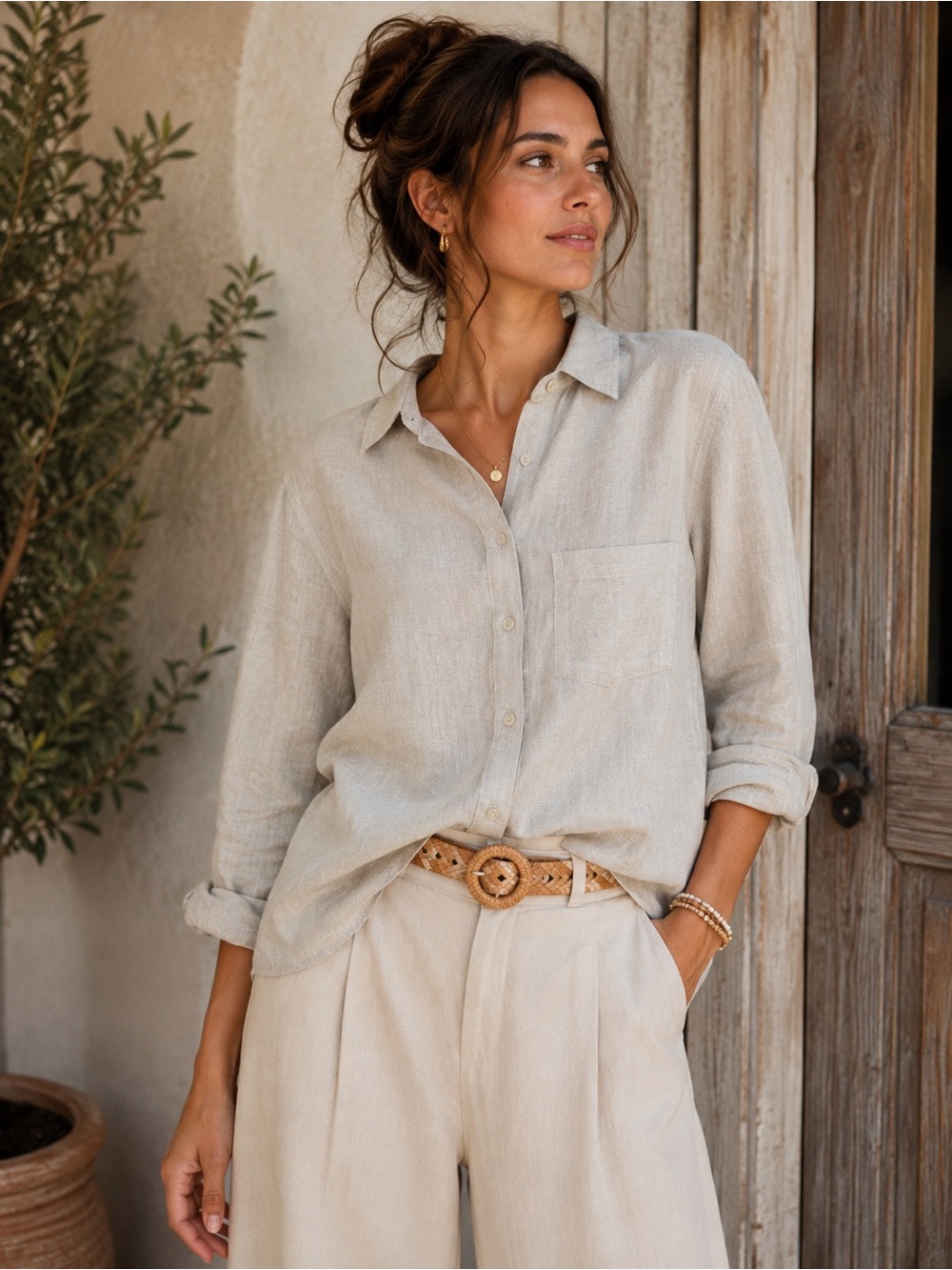 GAP 100% Linen Boyfriend Shirt | Size Small